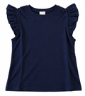 T-shirt à volants bleu marine