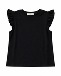 T-shirt à volants noir