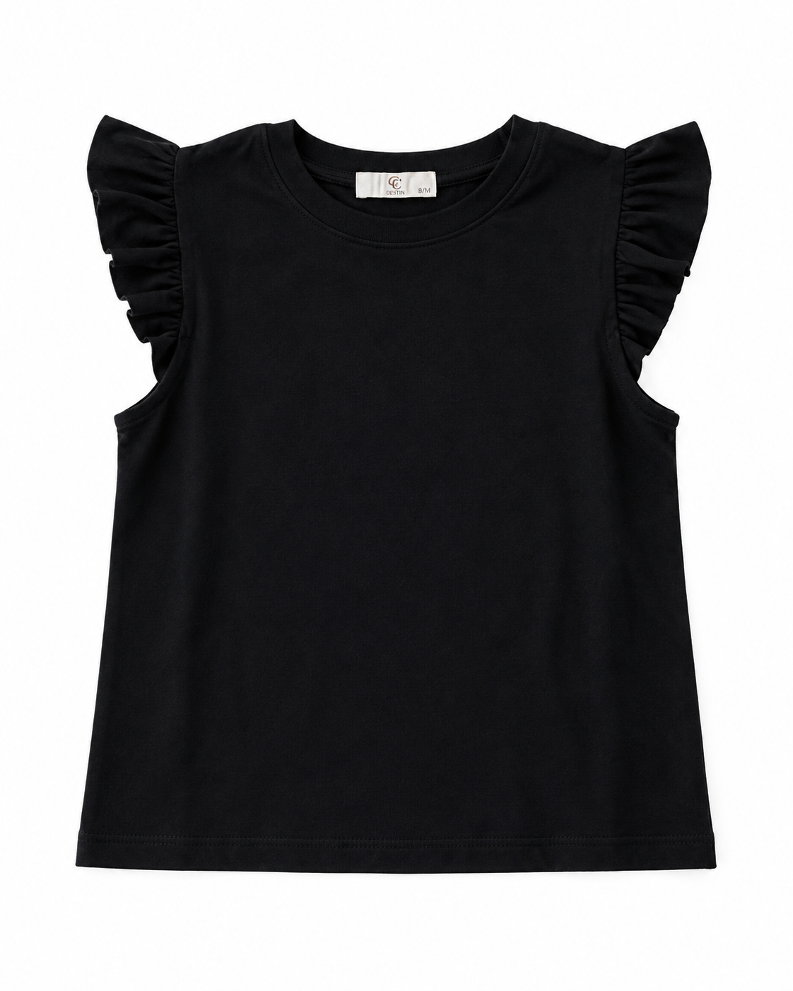 T-shirt à volants noir